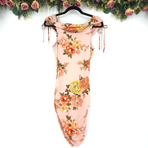 Bump Biddy Floral Off the Shoulder Maternity Dress Size Medium - Picture 2 of 12